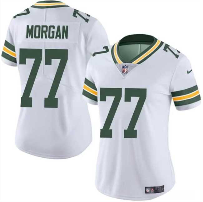 Women%27s Green Bay Packers #77 Jordan Morgan White 2024 Draft Vapor Untouchable Limited Stitched Jersey Dzhi->women nfl jersey->Women Jersey